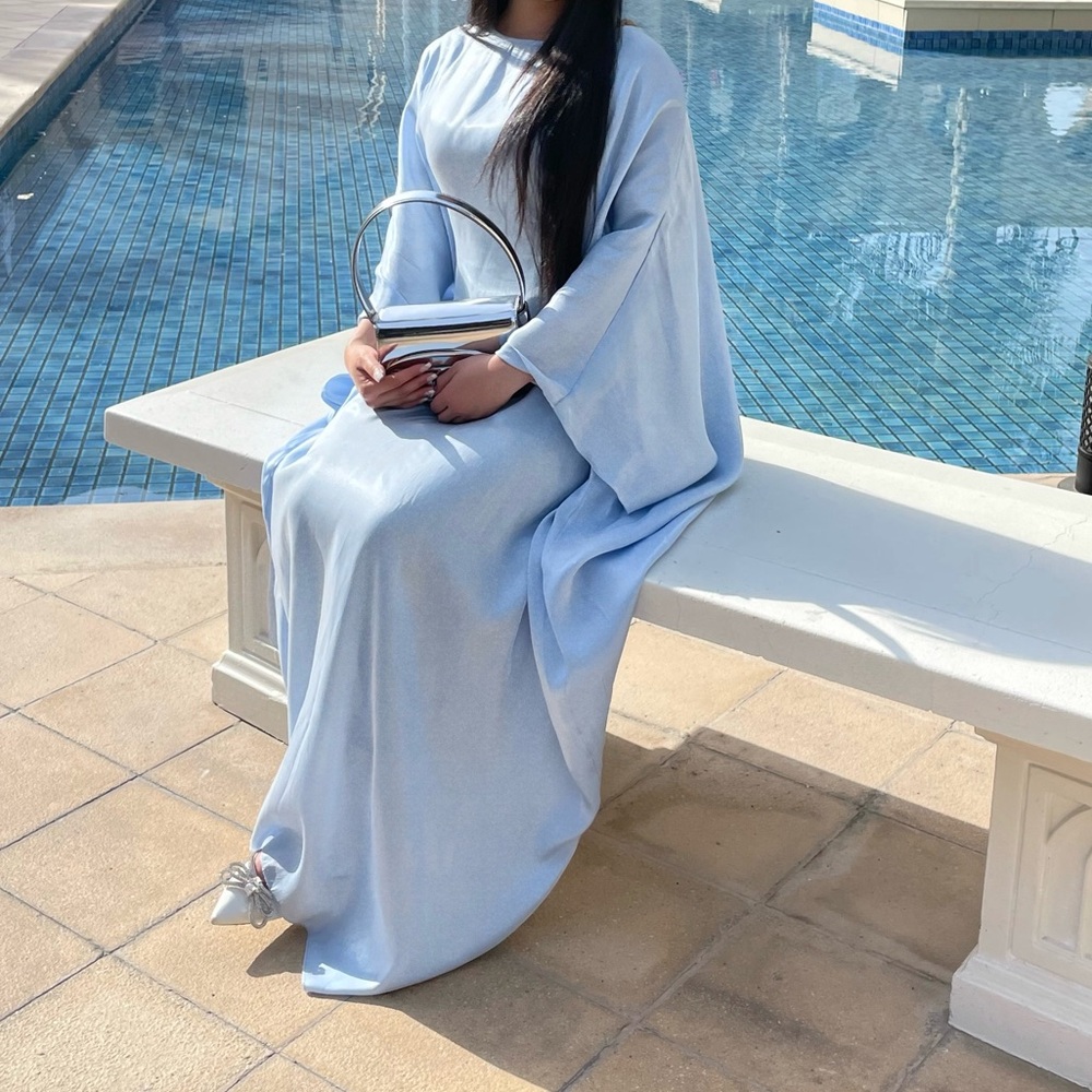 Metallic Blue Butterfly Abaya